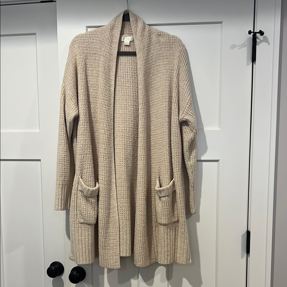 Barefoot Dreams Cream Cardigan Sweater with Chunky Knit